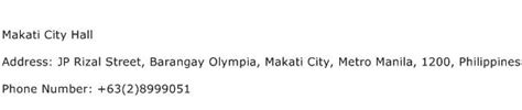 Makati City Hall Address and Contact Number .